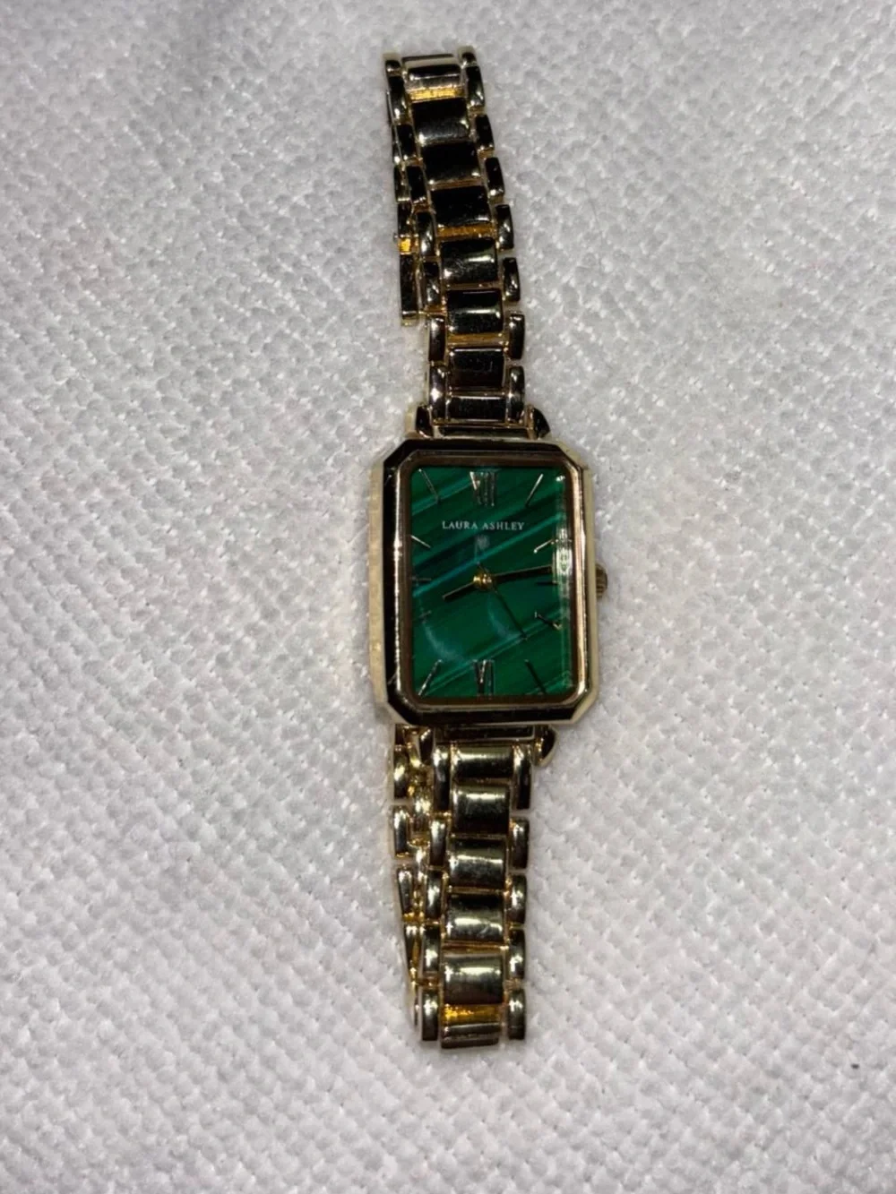 Laura Ashley Gold Tone Bracelet Watch with Green Dial